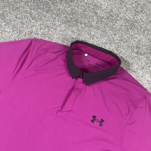 Under Armour Polo Mens Small Iso Chill Performance Stretch Golf Tennis Magenta
